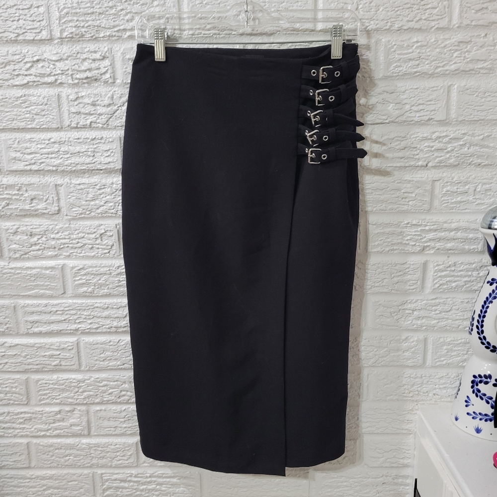 Worthington Black midi skirt with buckle detail grunge Punk Goth
